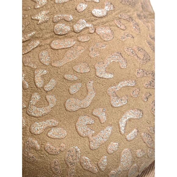 Ugg Classic Mini Snow Leopard Boot Size 8 Pink Metallic Glitter Ankle - Picture 12 of 16